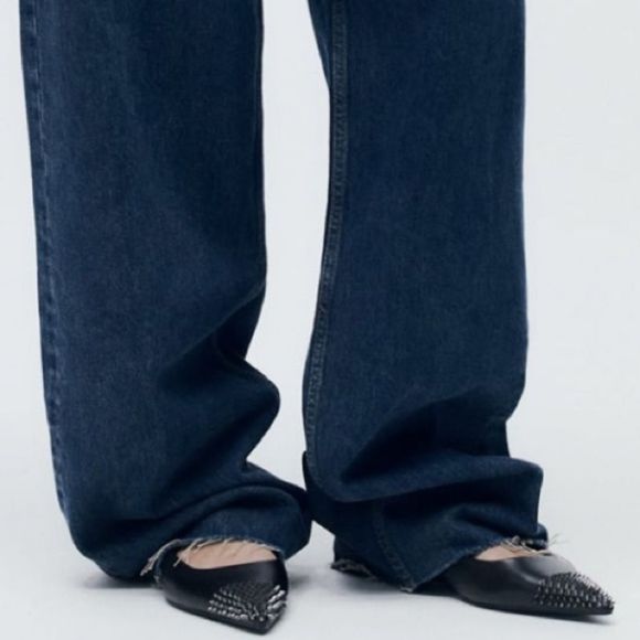 NWT Zara Studded Leather Ballet Flats - Picture 6 of 12